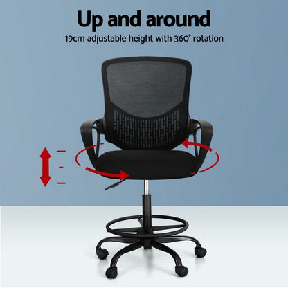 Artiss Office Chair Drafting Stool Mesh Chairs Black
